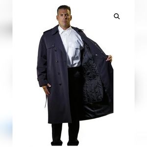 Men's Anchor Uniform Double Breasted Trench Coat Style 261MT Black 52 Long